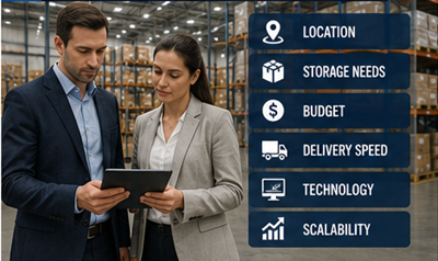 Logističtí manažeři vybírající skladová řešení pro operace dodavatelského řetězce
