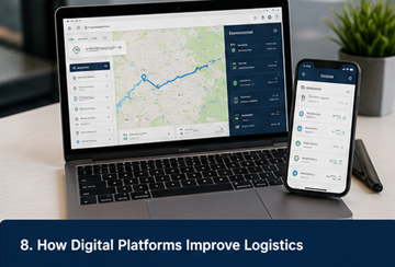 Dashboard digitální logistické platformy – sledování, komunikace a přepravní zakázky
