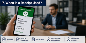 Digitální účtenka zobrazená na smartphonu po úspěšné platbě v logistice