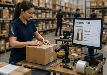 Fulfillment centrum zpracovávající online objednávky zákazníků
