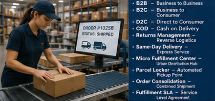 Fulfilment operace v eCommerce skladu s tříděním balíků a zpracováním online objednávek