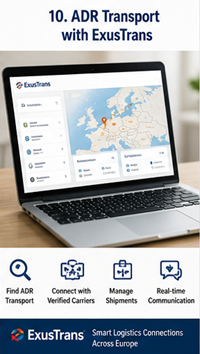 Logistická platforma ADR propojující zákazníky s nebezpečným zbožím a certifikované dopravce v Evropě