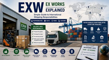 Mezinárodní doprava a skladové logistické operace vysvětlující dodací podmínky EXW Ex Works v globálním obchodě