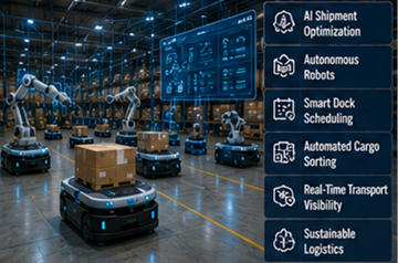 Budoucí automatizované cross-dockingové zařízení využívající robotiku, AI a chytré logistické technologie