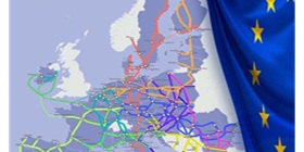 Transevropská dopravní síť (TEN-T) na mapě a pod vlajkou Evropy