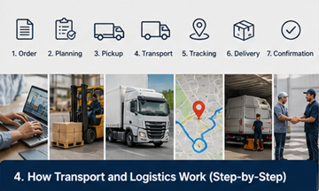 Přepravní proces krok za krokem – od vyzvednutí po doručení, logistický workflow